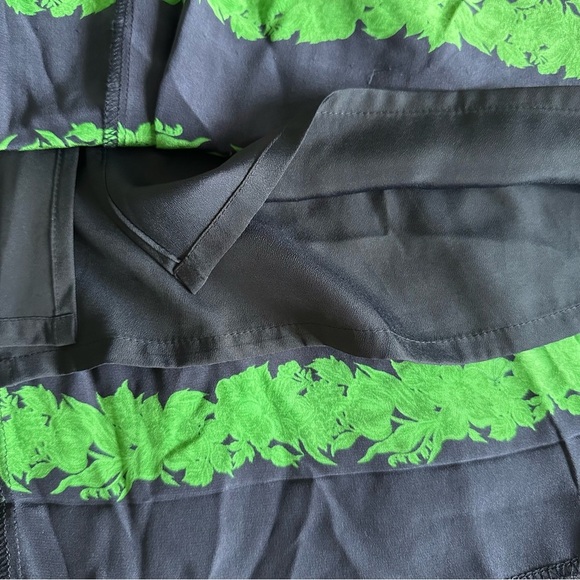 J.Crew Pleated Silk Skirt Navy Green Beanstalk Stripe Womens Sz 6 Office Preppy - Picture 6 of 12
